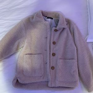 Button up tan/cream teddy coat